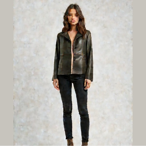 VTG 70’s Italian Vera Pelle :: Brown Leather jacket - Picture 2 of 8